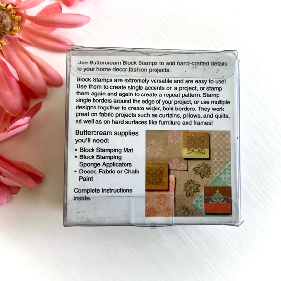 NEW Block Stamp Home Decor Flower Design Buttercream by Luxe Craft Sealed in Box - Picture 5 of 9